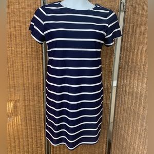 Like new Jude Connally navy striped dress szL